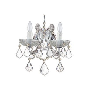 Crystorama Maria Theresa 2 Light 13 Inch Wall Sconce in Polished Chrome with Clear Italian Crystals