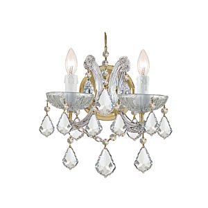 Crystorama Maria Theresa 2 Light 13 Inch Wall Sconce in Gold with Clear Hand Cut Crystals