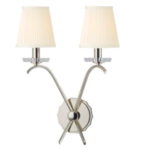 Hudson Valley Clyde 2 Light 18 Inch Wall Sconce in Polished Nickel