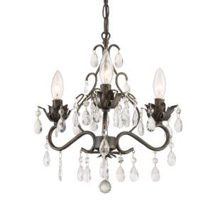 Crystorama Paris Market 3 Light 14 Inch Chandelier in English Bronze with Clear Hand Cut Crystals