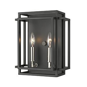 Z-Lite Titania 2-Light Wall Sconce In Black With Brushed Nickel