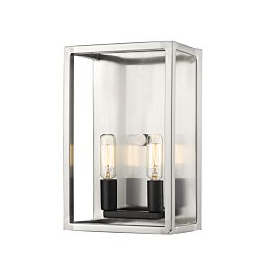 Z-Lite Quadra 2-Light Wall Sconce In Brushed Nickel With Black