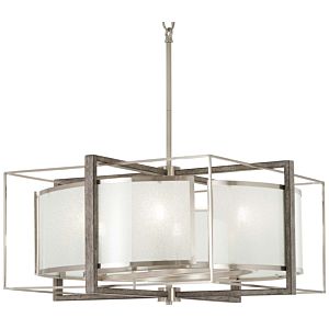 Minka Lavery Tyson's Gate 6 Light 24 Inch Pendant Light in Brushed Nickel with Shale Wood