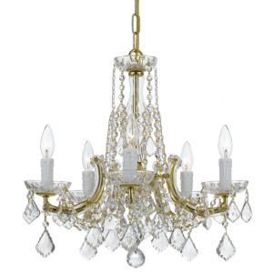 Crystorama Traditional Crystal 5 Light 19 Inch Chandelier in Gold with Hand Cut Crystal Crystals