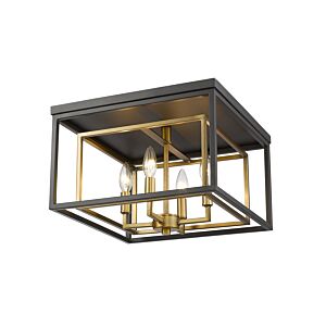 Z-Lite Euclid 4-Light Flush Mount Ceiling Light In Olde Brass With Bronze
