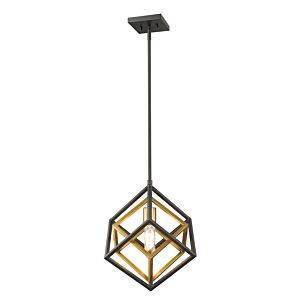 Z-Lite Euclid 1-Light Mini Pendant Light In Olde Brass With Bronze