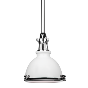 Hudson Valley Massena 11 Inch Pendant Light in White and Polished Nickel