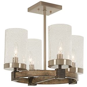 Minka Lavery Bridlewood 4 Light 16 Inch Ceiling Light in Stone Grey with Brushed Nickel
