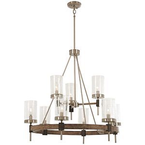 Minka Lavery Bridlewood 9 Light 32 Inch Transitional Chandelier in Stone Grey with Brushed Nickel