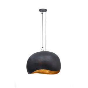 Baleia 3-Light Pendant in Black And Gold Foil
