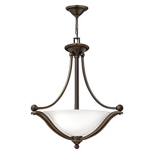 Bolla 3-Light Inverted Pendant in Olde Bronze with Opal Glass
