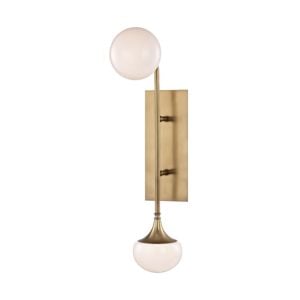 Hudson Valley Fleming 2 Light 23 Inch Wall Sconce in Aged Brass