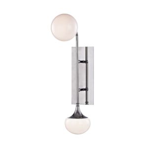 Hudson Valley Fleming 2 Light 23 Inch Wall Sconce in Polished Nickel