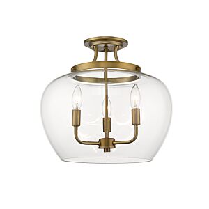Z-Lite Joliet 3-Light Semi Flush Mount Ceiling Light In Olde Brass
