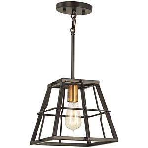 Minka Lavery Keeley Calle 10 Inch Pendant Light in Painted Bronze with Natural Brush
