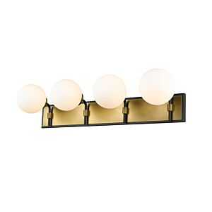 Z-Lite Parsons 4-Light Bathroom Vanity Light In Matte Black With Olde Brass