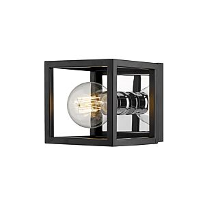 Z-Lite Kube 1-Light Wall Sconce In Matte Black With Chrome