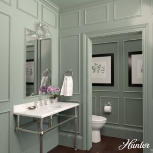 Hunter Van Nuys 2-Light Bathroom Vanity Light in Brushed Nickel