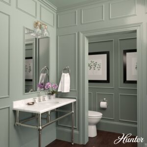 Hunter Van Nuys 2-Light Bathroom Vanity Light in Alturas Gold
