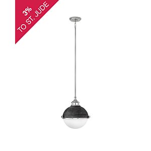 Hinkley Fletcher 2-Light Pendant In Aged Zinc With Polished Nickel Accent
