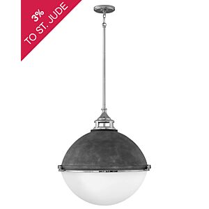 Hinkley Fletcher 3-Light Pendant In Aged Zinc With Polished Nickel Accent
