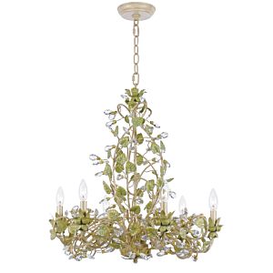 Crystorama Josie 6 Light 26 Inch Traditional Chandelier in Champagne Green Tea with Clear Hand Cut Crystals