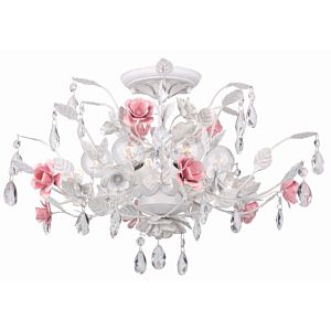 Crystorama Lola 6 Light 20 Inch Ceiling Light in Wet White with Clear Hand Cut Crystals