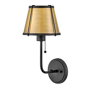 Clarke 1-Light Sconce in Black with Lacquered Dark Brass accents