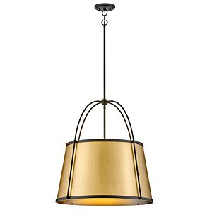 Clarke 4-Light Large Pendant in Black with Lacquered Dark Brass accents