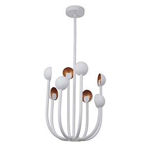 Craftmade Foundry 8-Light Modern Chandelier in Matte White with Gold Leaf
