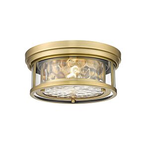 Z-Lite Clarion 2-Light Flush Mount Ceiling Light In Rubbed Brass
