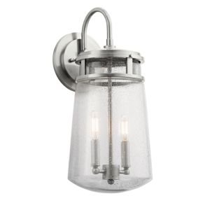 Kichler Lyndon 2 Light Large Outdoor Wall Light in Brushed Aluminum