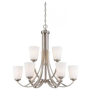 Minka Lavery Overland Park 9 Light Two Tier Chandelier in Brushed Nickel