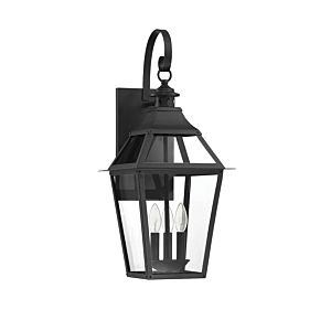 Savoy House Jackson 3 Light Outdoor Wall Lantern in Matte Black with Gold Highlights