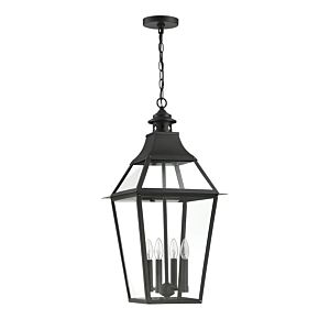 Savoy House Jackson 4 Light Outdoor Hanging Lantern in Matte Black with Gold Highlights