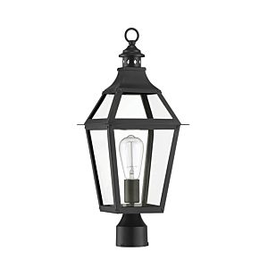 Savoy House Jackson 1 Light Outdoor Post Lantern in Matte Black with Gold Highlights
