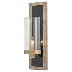 Currey & Company 18" Charade Silver Wall Sconce in Antique Silver Leaf and Black Penshell Crackle