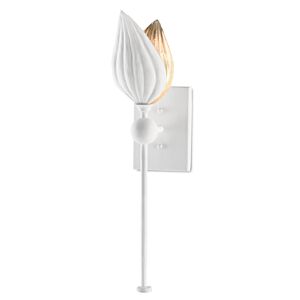 Peace 1-Light Wall Sconce in Gesso White with Silver Leaf