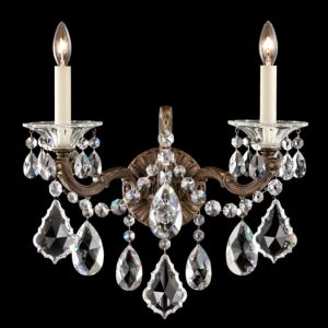 La Scala 2-Light Wall Sconce in Heirloom Bronze with Clear Heritage Crystals