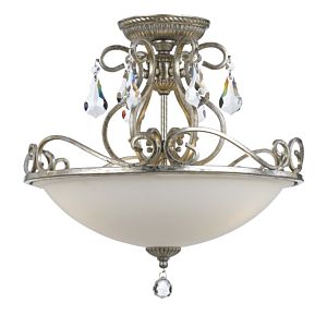 Crystorama Ashton 3 Light 17 Inch Ceiling Light in Olde Silver with Hand Cut Crystal Crystals