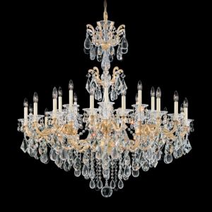 Schonbek La Scala 24 Light Chandelier in Parchment Gold with Clear Heritage Crystals