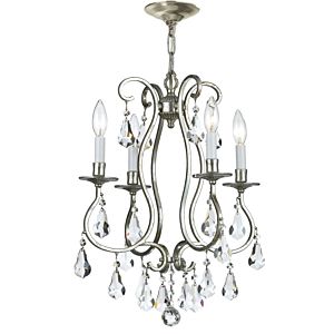 Crystorama Ashton 4 Light 21 Inch Mini Chandelier in Olde Silver with Clear Hand Cut Crystals