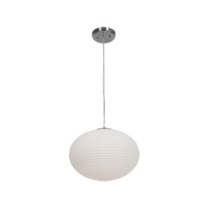 Access Callisto 2 Light Ribbed Glass Pendant in Brushed Steel