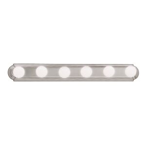 6-Light Linear Bathroom Vanity Light in Brushed Nickel