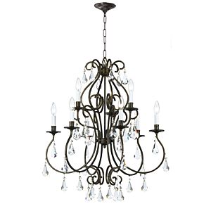 Crystorama Ashton 9 Light 31 Inch Traditional Chandelier in English Bronze with Clear Hand Cut Crystals