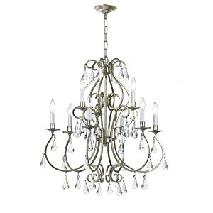 Crystorama Ashton 9 Light 31 Inch Traditional Chandelier in Olde Silver with Clear Hand Cut Crystals