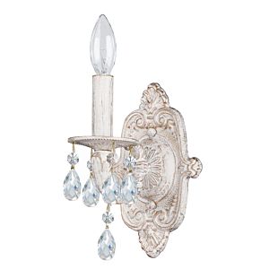 Crystorama Paris Market 10 Inch Wall Sconce in Antique White with Clear Hand Cut Crystals