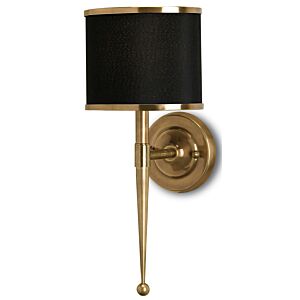 Currey & Company 19 Inch Primo Black Brass Wall Sconce in Brass