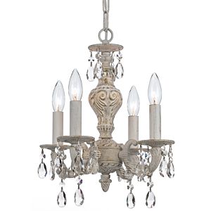 Crystorama Paris Market 4 Light 16 Inch Mini Chandelier in Antique White with Clear Hand Cut Crystals