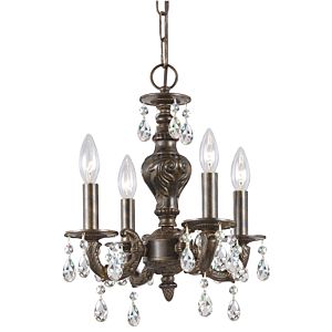 Crystorama Paris Market 4 Light 16 Inch Mini Chandelier in Venetian Bronze with Clear Hand Cut Crystals
